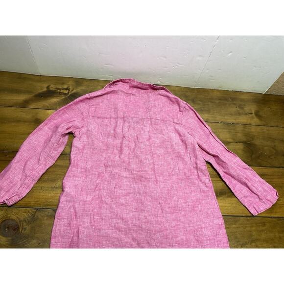 Tahari Womens 100% Linen Tunic Top Size Small Side Buttons Pink - Picture 12 of 12